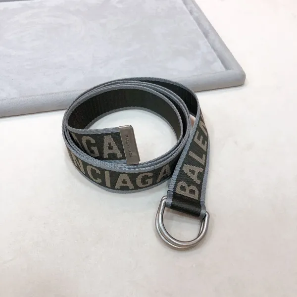 Balenciaga Men's D Ring Belt In Balenciaga Grey/Green Webbing With Silver Hardware 40mm - Image 7