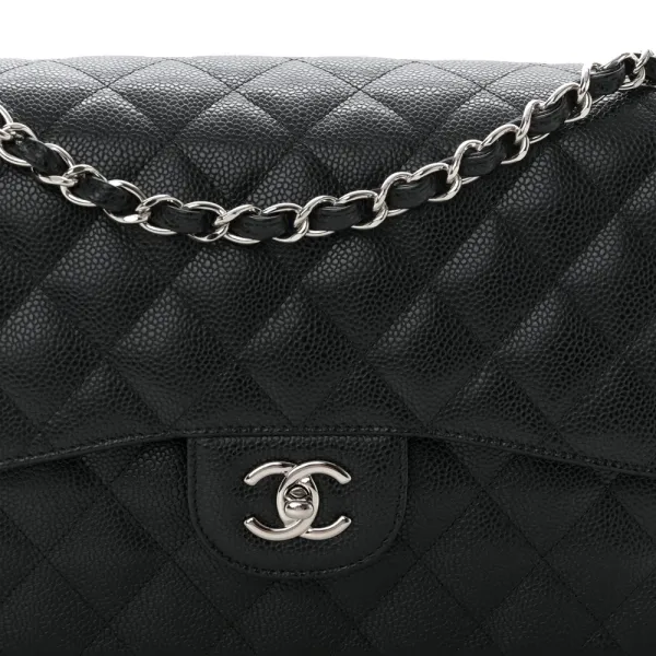 Black Quilted Caviar Designer Handbags - Image 8
