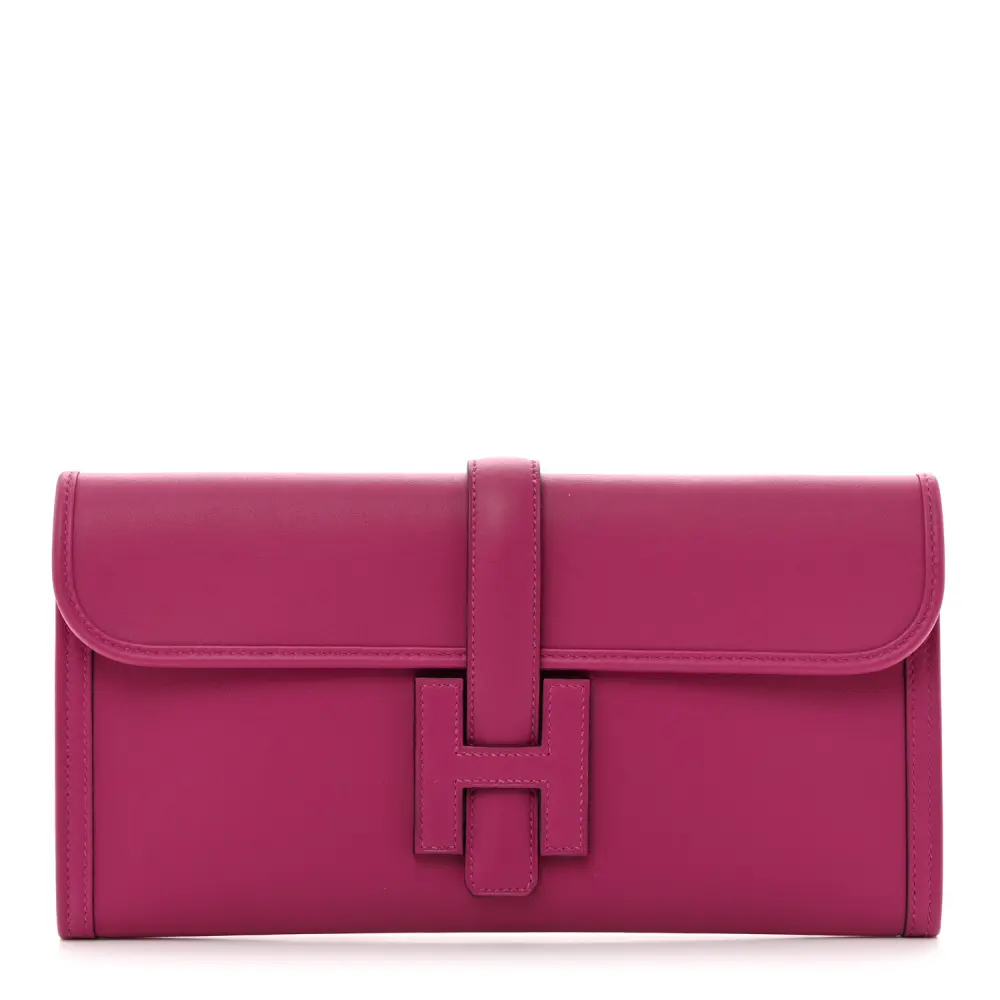 Hermès Jige Elan 29 Clutch Couro Swift Rosa Púrpura