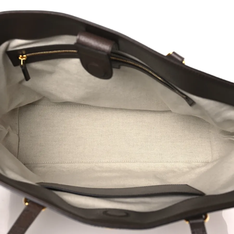 Gucci Medium Ophidia Shopping Tote Camel Ebony Textured Dollar Calfskin Leather