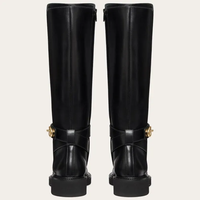 VALENTINO VLOGO LOCKER Calf leather boots (heel height 4cm)