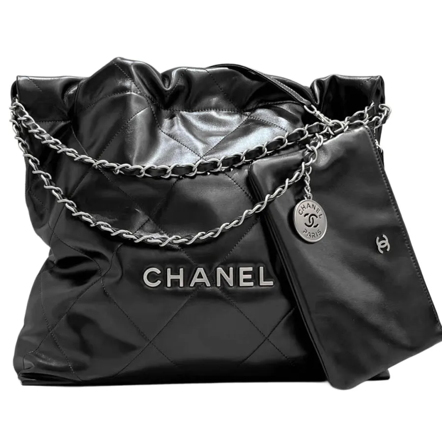Chanel 22bags Black Black Buckle / Black Silver Buckle Shoulder Bags