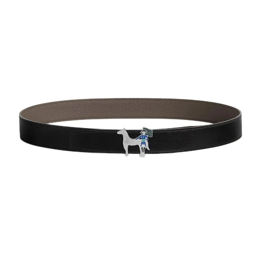 Hermès Women' s Artificier Buckle Reversible Belt In Black/Brown/Etoupe/Coffee/Blue Calfskin With Silver Hardware 32mm