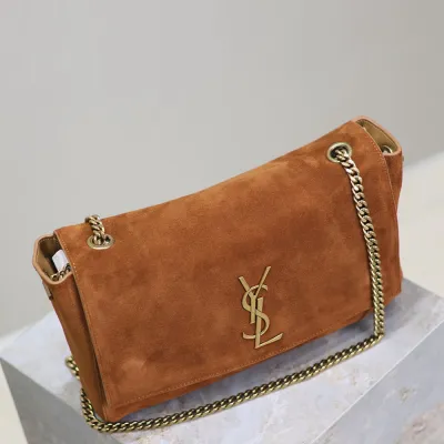 Saint Laurent Khaki Kate Reversible Chain Bag (Suede & Smooth Leather / Suede & Crocodile Pattern) Crossbody Bags