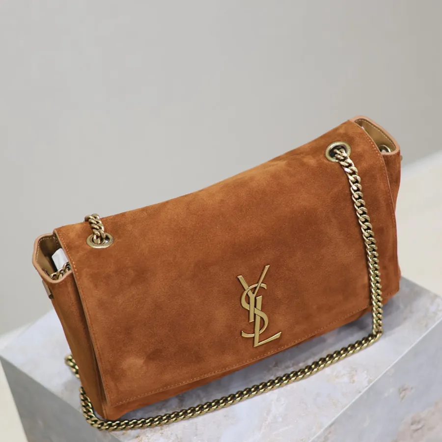 Saint Laurent Khaki Kate Reversible Chain Bag (Suede & Smooth Leather / Suede & Crocodile Pattern) Crossbody Bags