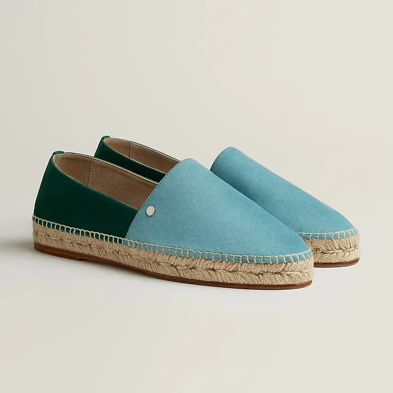 HERMES Joven Green and Blue Espadrilles