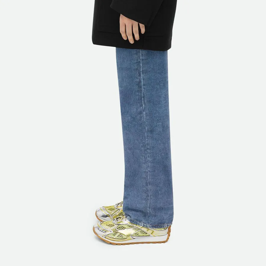 Bottega Veneta Orbit Sneakers In Yellow/Silver Technical Fabric And Mesh Lace-Up Sneaker