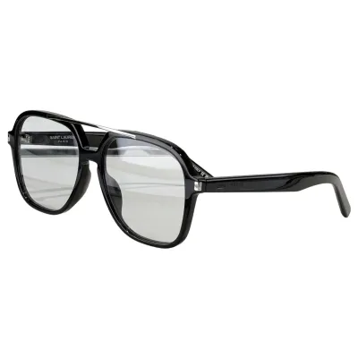Saint Laurent square frame glasses black/black tawny/leopard black/tawny color Size 57口18-145