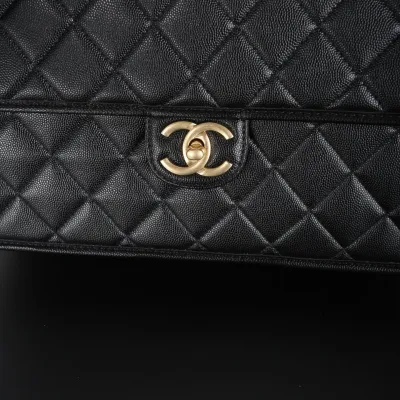 Chanel Black Quilted Caviar Leathe Backpacks