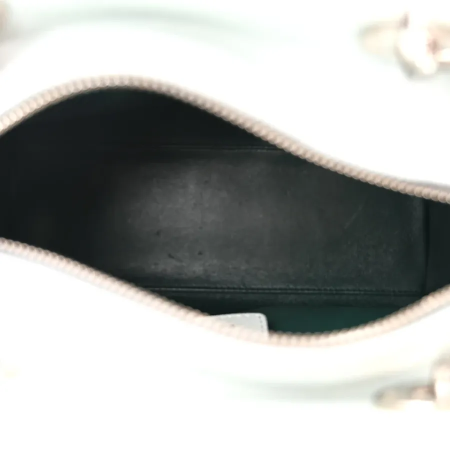 Dior Medium Lady Dior White Grained Cannage Calfskin Leather Silver Hardware