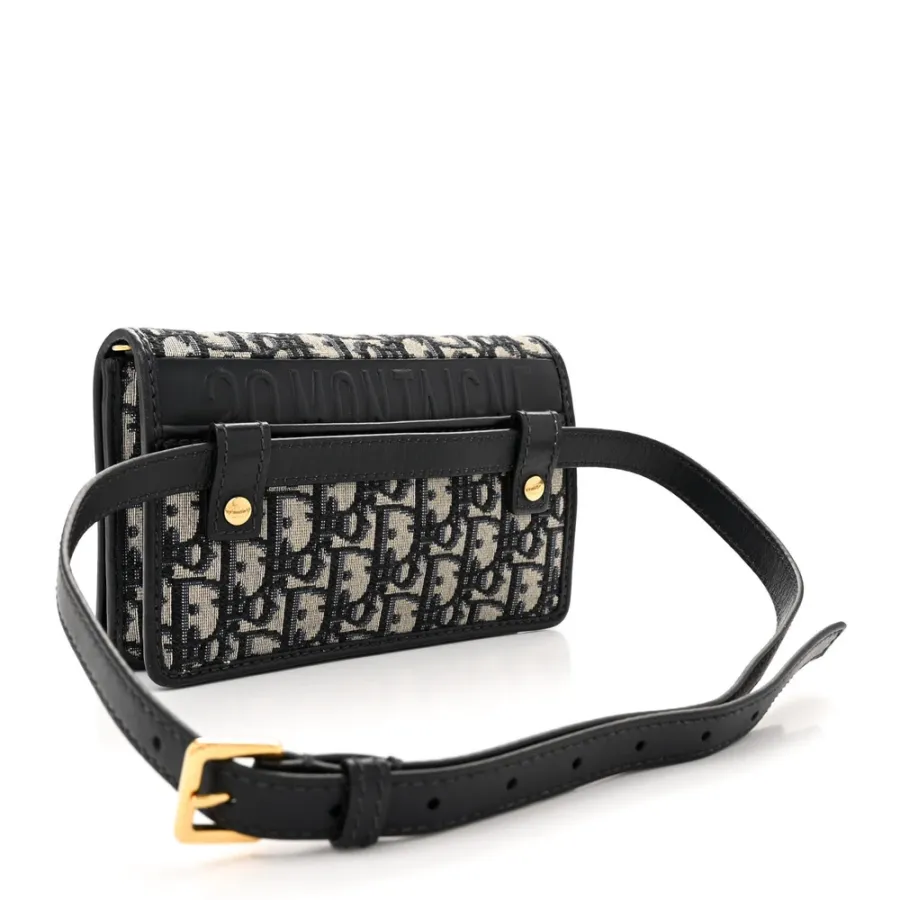 Dior Small Montaigne 30 2-in-1 Pouch Blue Oblique Canvas Gold Hardware