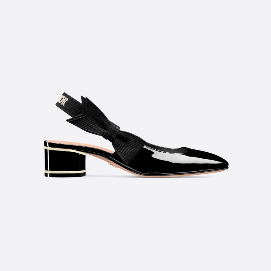 Dior black bow with thick heels and square heads high heels shoes