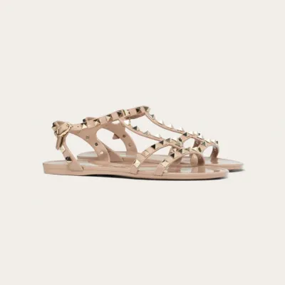VALENTINO Black Studded flat sandals