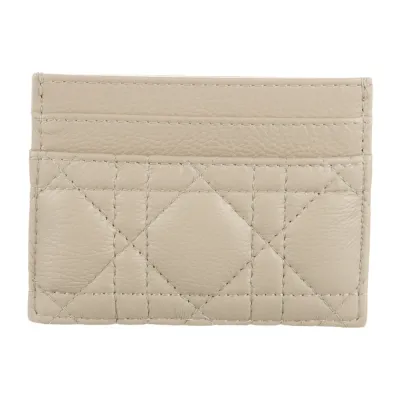 Dior Small Caro Freesia Card Holder Neutrals Calfskin Leather Gold Hardware