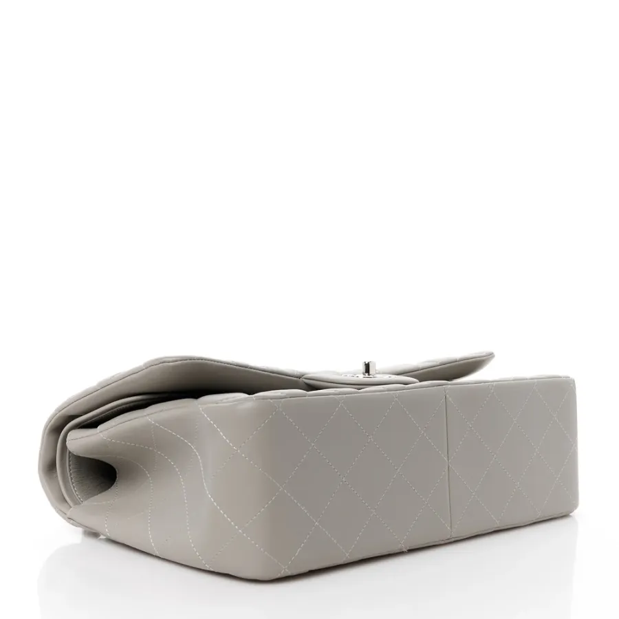 Chanel Double Flap Jumbo Grey Lambskin Bag