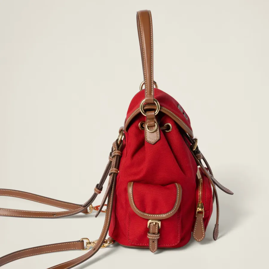 Miu Miu Red Canvas and Leather Backpacks