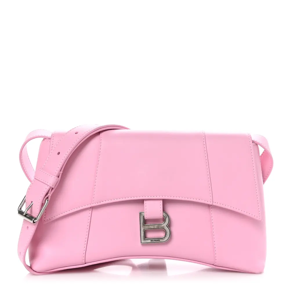 Balenciaga XS Downtown Bolsa de Ombro Rosa Doce Couro Bezerro Semi-Brilhante Hardware Prateado