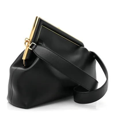 Fendi Medium Fendi First Black Shiny Nappa Leather Gold Hardware