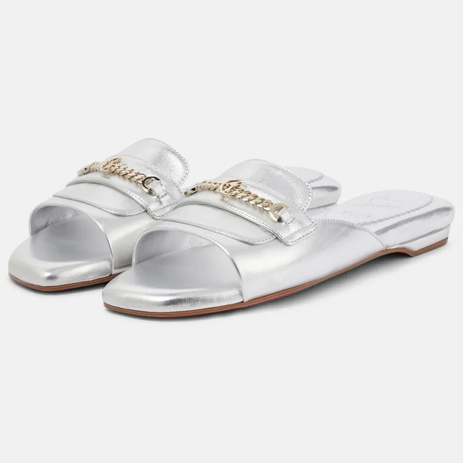 Christian Louboutin Silver flat slipper sandals