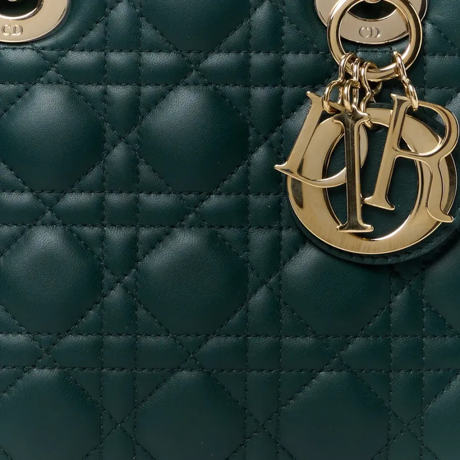 Dior Small My ABCDior Lady Dior Dark Green Lambskin Leather Gold Hardware