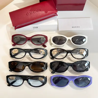 Gucci Oval glasses black/purple/ivory/red/leopard brown/transparent leopard/transparent blue black/transparent black gold color Size 56口18-140