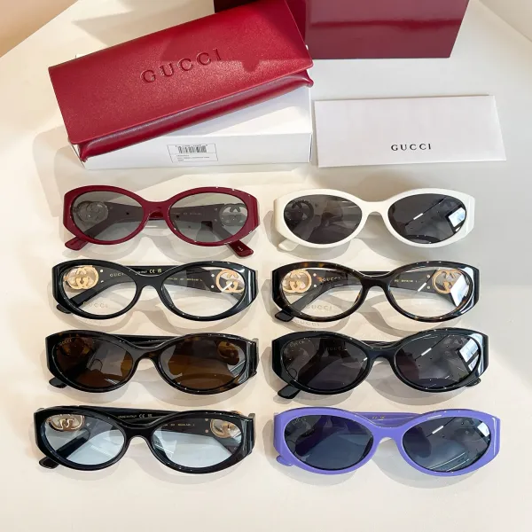 Gucci Oval glasses black/purple/ivory/red/leopard brown/transparent leopard/transparent blue black/transparent black gold color Size 56口18-140 - Image 9