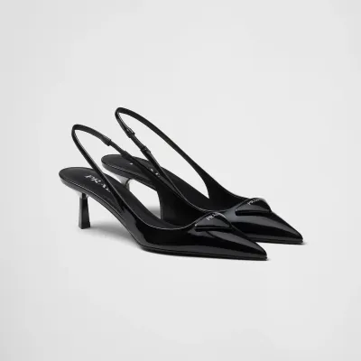 PRADA Patent paint leather Black High Heels Shoes