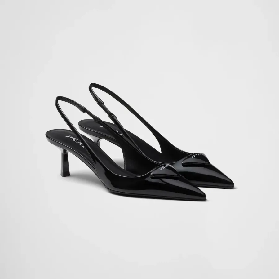 PRADA Patent paint leather Black High Heels Shoes