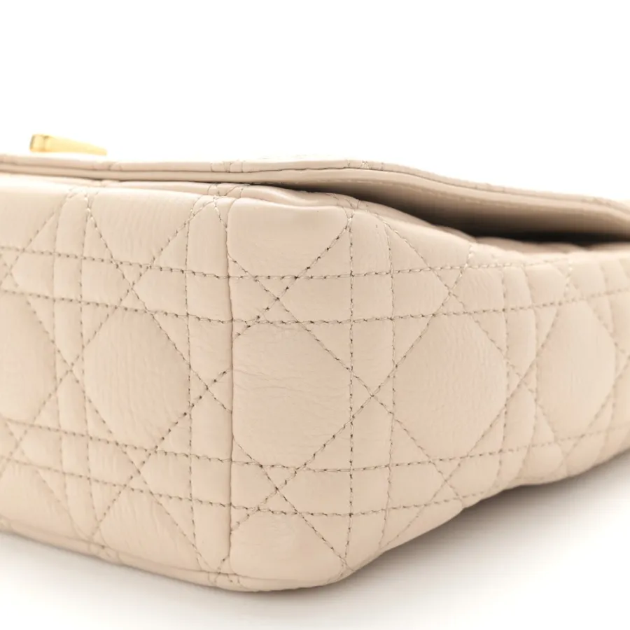Dior Medium Caro Bag Beige Supple Cannage Calfskin Leather Gold Hardware