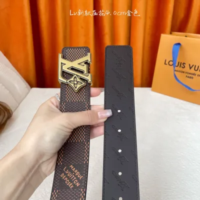Louis Vuitton Men's Flower Buckle Reversible Belt In Black/Brown Calfskin And Damier Canvas With Gold/Silver Hardware 40mm