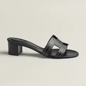 HERMES Oasis Slippers High-heeled slippers Black High Heels Sandal