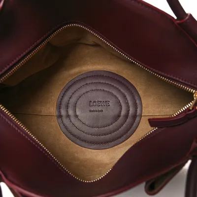 Loewe Paseo Bag Small Burgundy Shiny Nappa Calfskin Leather
