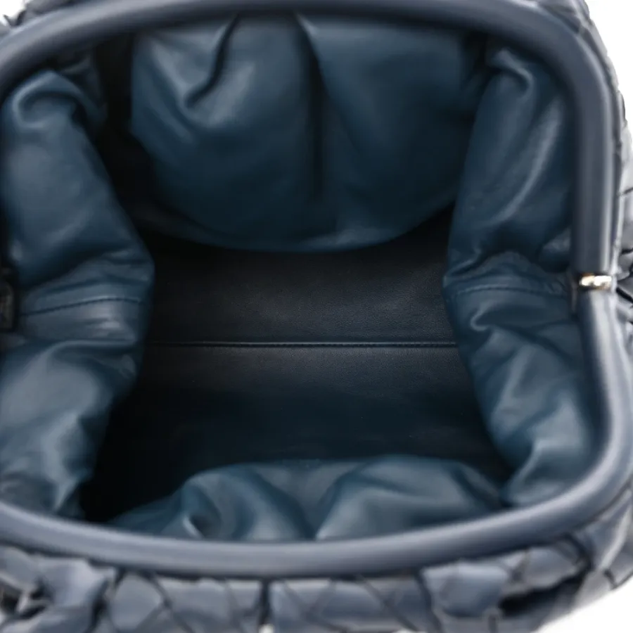 Bottega Veneta Maxi Intrecciato The Pouch Oversized Clutch Deep Blue Nappa Leather