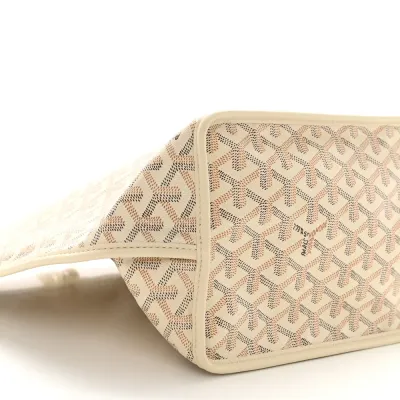 Goyard Embroidered Seahorse Reversible Anjou Tote PM Sand Goyardine Canvas