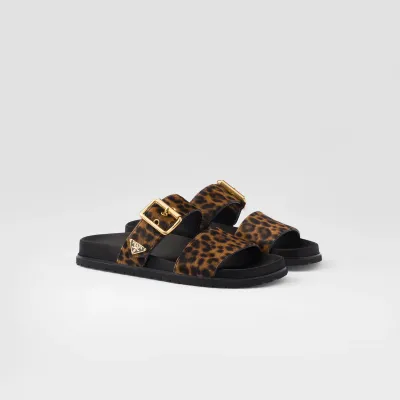 PRADA Printed leather slippers
