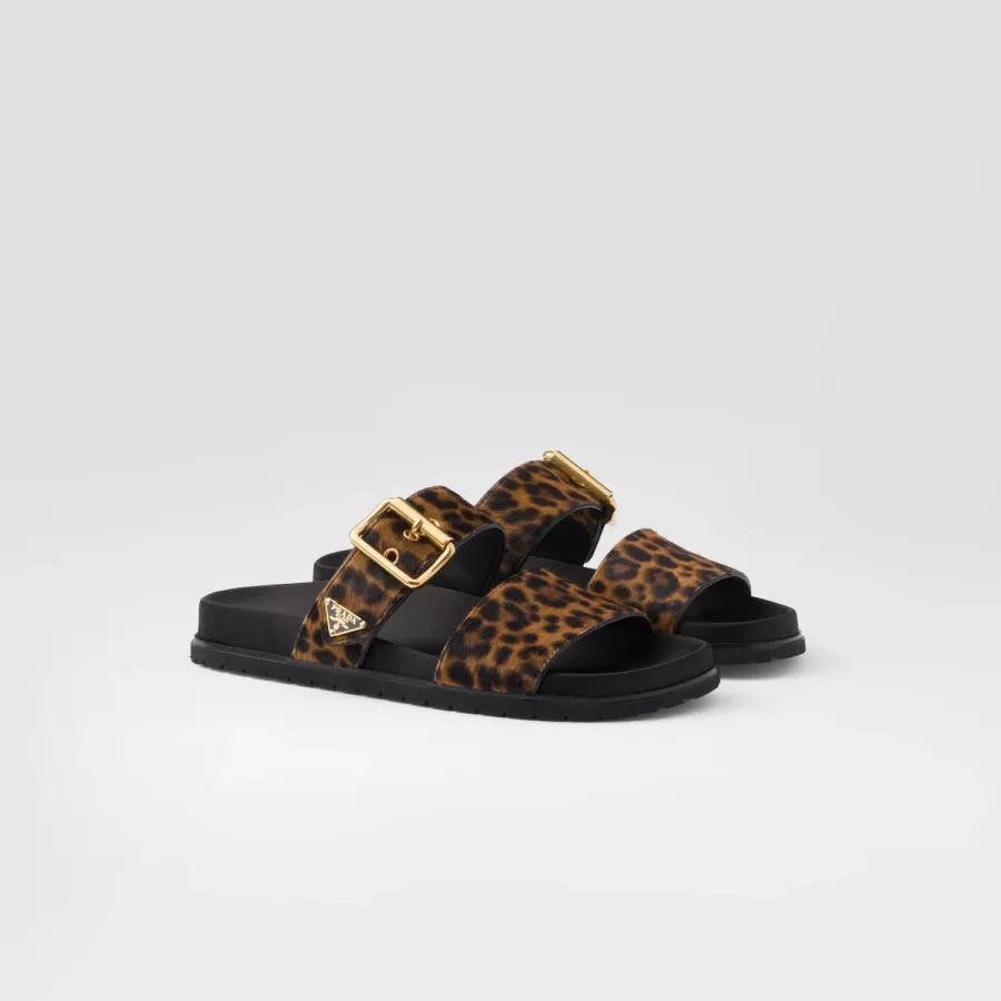 PRADA Printed leather slippers