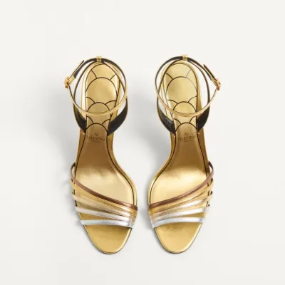 VALENTINO  Crystal trim satin heel sandals (8.5 cm high heel)