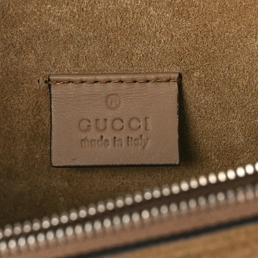Gucci Small Dionysus Shoulder Bag Taupe GG Supreme Monogram Canvas Aged Silver Hardware