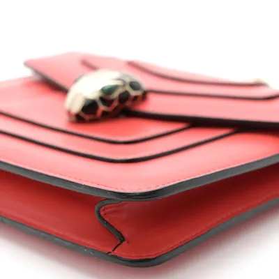 Bvlgari Mini Serpenti Forever Crossbody Bag Red Calfskin Leather Gold Hardware