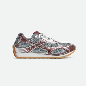 Bottega Veneta Orbit Sneakers In Silver/Burgundy Technical Fabric And Mesh Lace-Up Sneaker