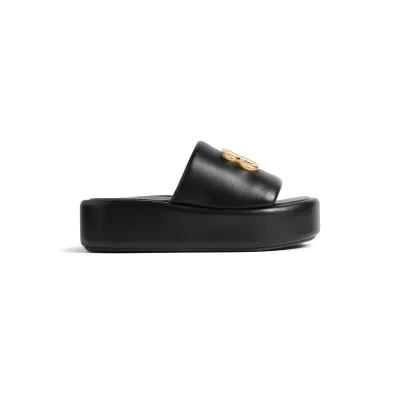 BALENCIAGA RISE Women's thick - soled black round - toed slippers