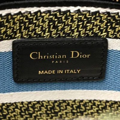 Dior Medium D-Constellation Lady D-Lite Latte Multicolor Embroidered Canvas Gold Hardware