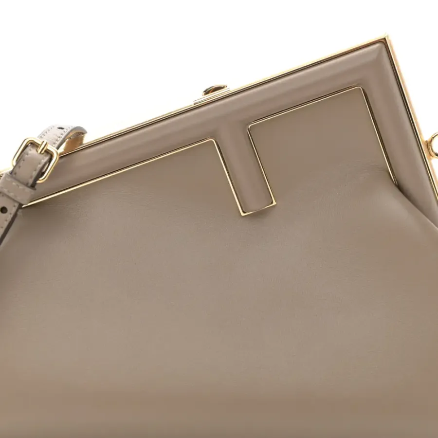 Fendi Small Fendi First Dove Grey Shiny Nappa Leather Gold Hardware