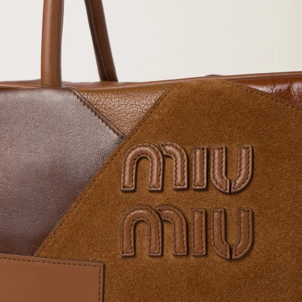 Miu Miu Beau Leather / Suede splicing Brown Top-Handle Bags - Image 5
