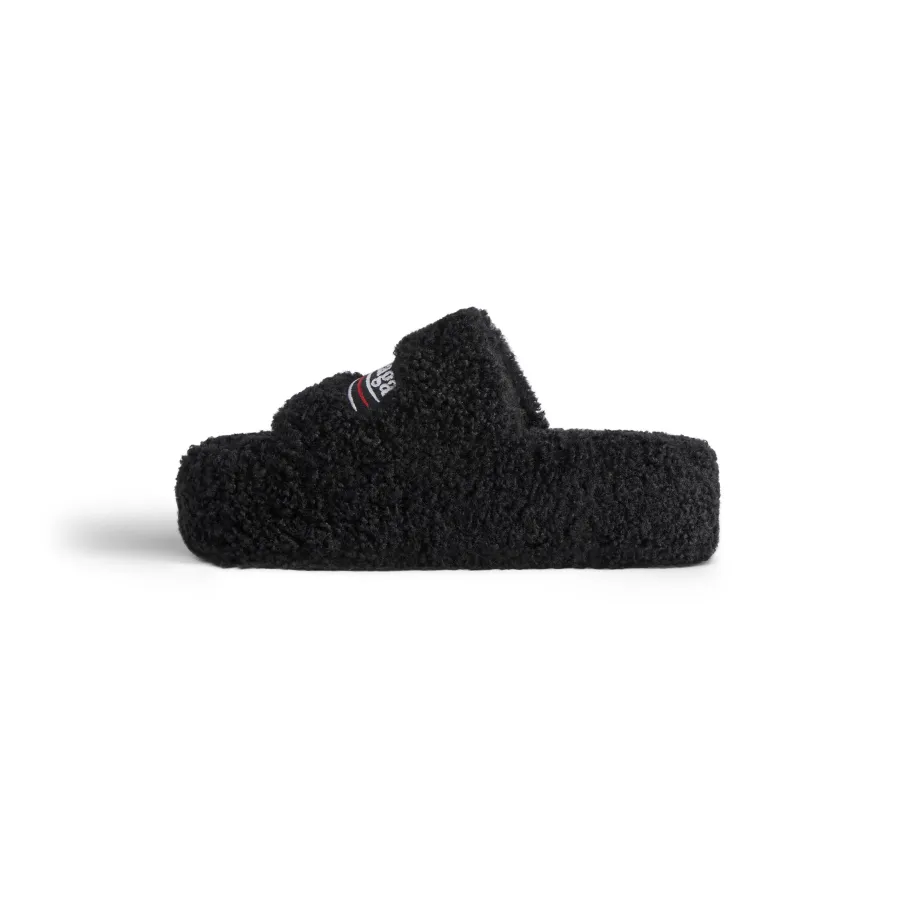 BALENCIAGA Women's black platform slippers