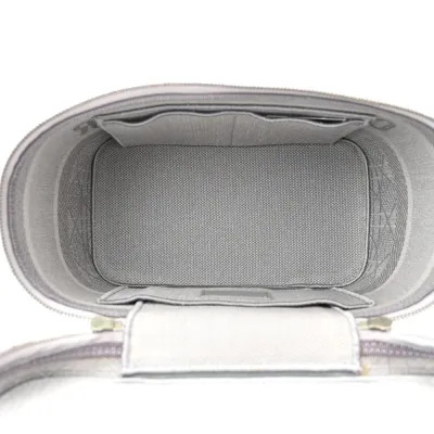 Dior Small DiorTravel Vanity Case Grey Cannage Embroidered Canvas Silver Hardware