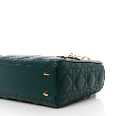 Dior Small My ABCDior Lady Dior Dark Green Lambskin Leather Gold Hardware