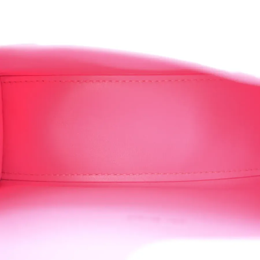 Balenciaga XS Hourglass Top Handle Bag Baby Pink Crocodile Embossed Shiny Calfskin Leather Silver Hardware