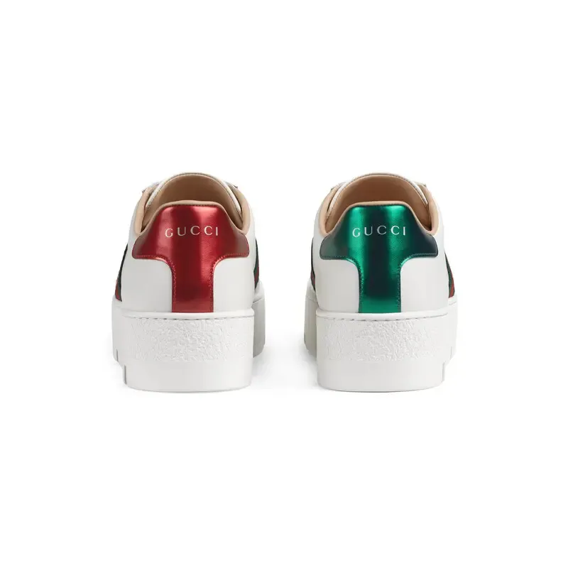 Gucci Ace series platform sneakers woven fabric women's sports shoes