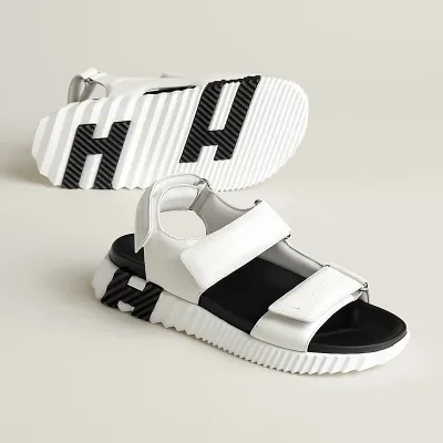 HERMES Junior white Black Sandal